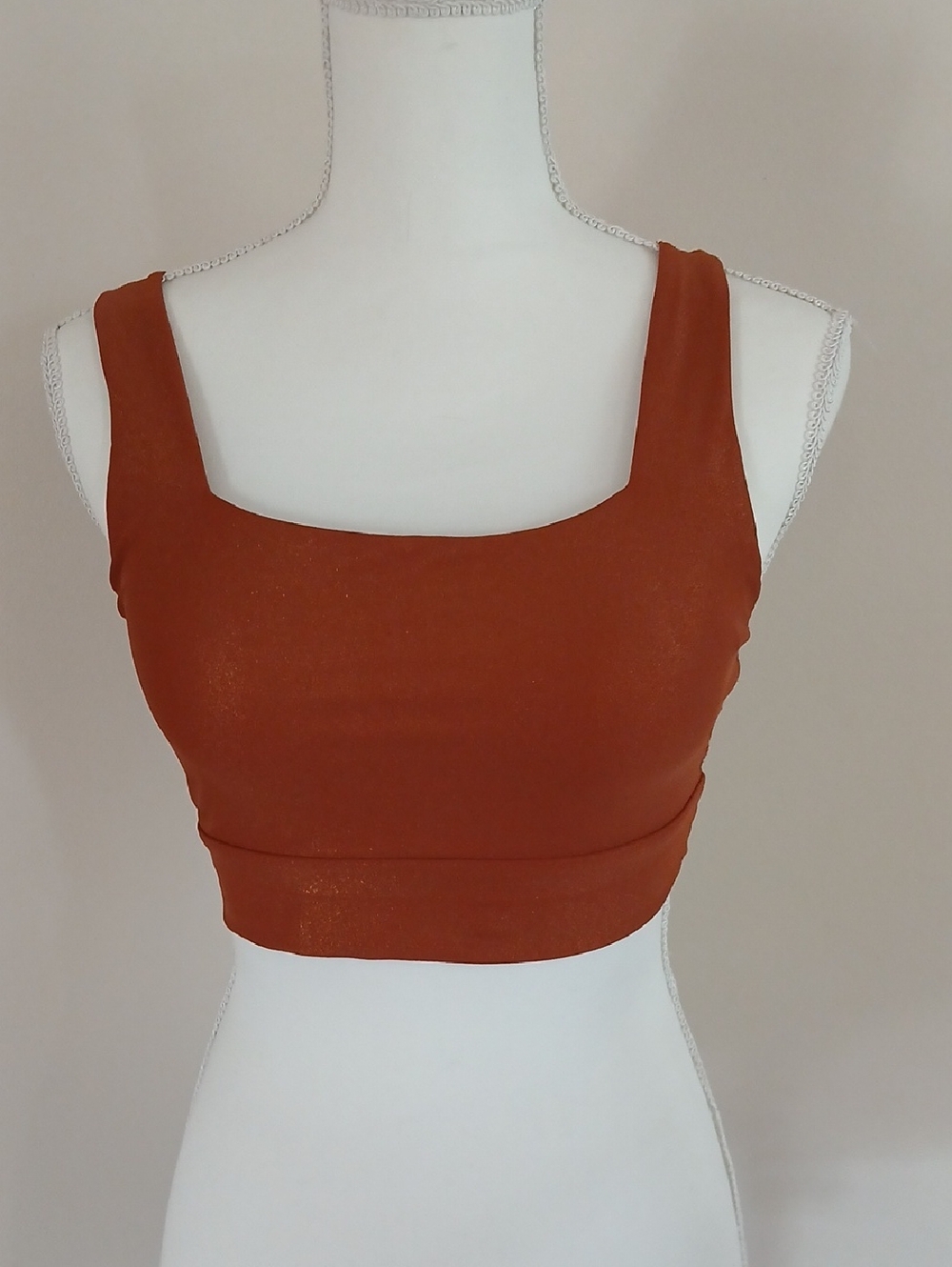 Rust Scoop Neck Crop Tank Top